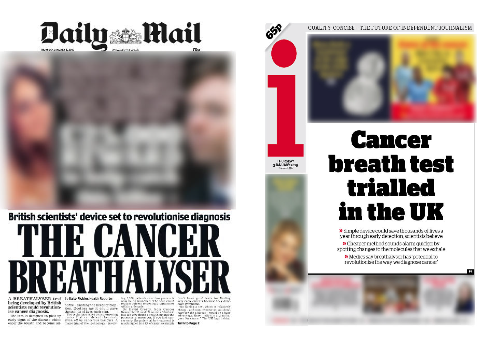 Newspaper Front Pages of PAN Cancer Trial