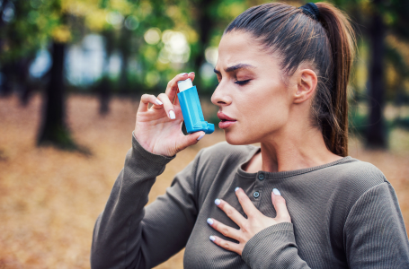 Woman with inhaler